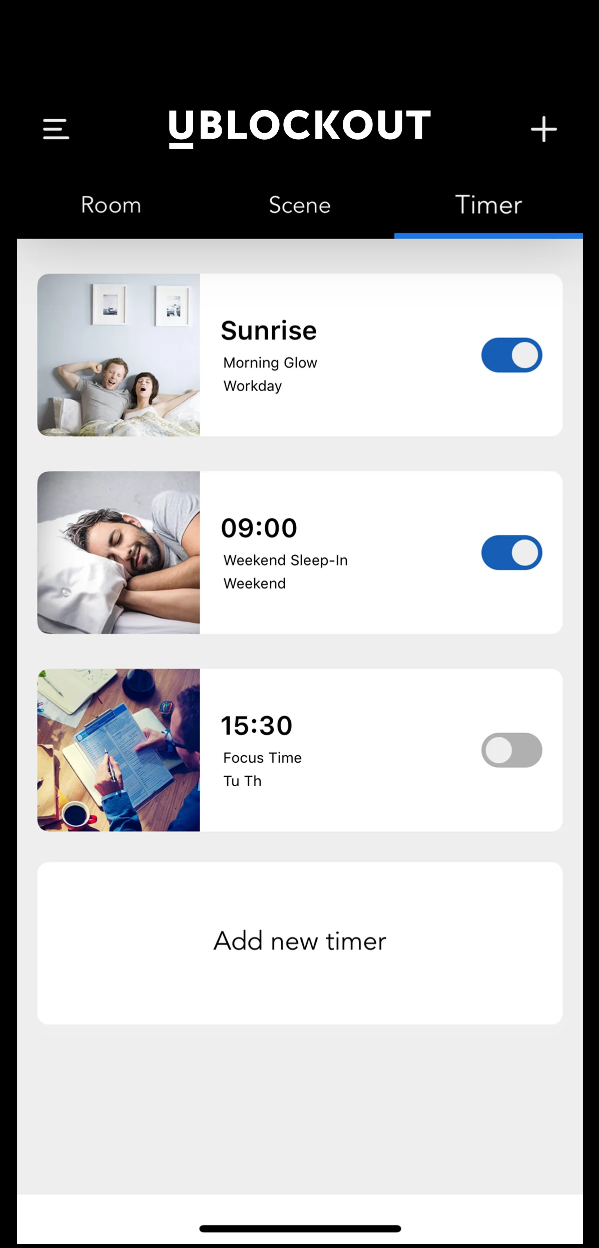 UBlockout app — Schedules