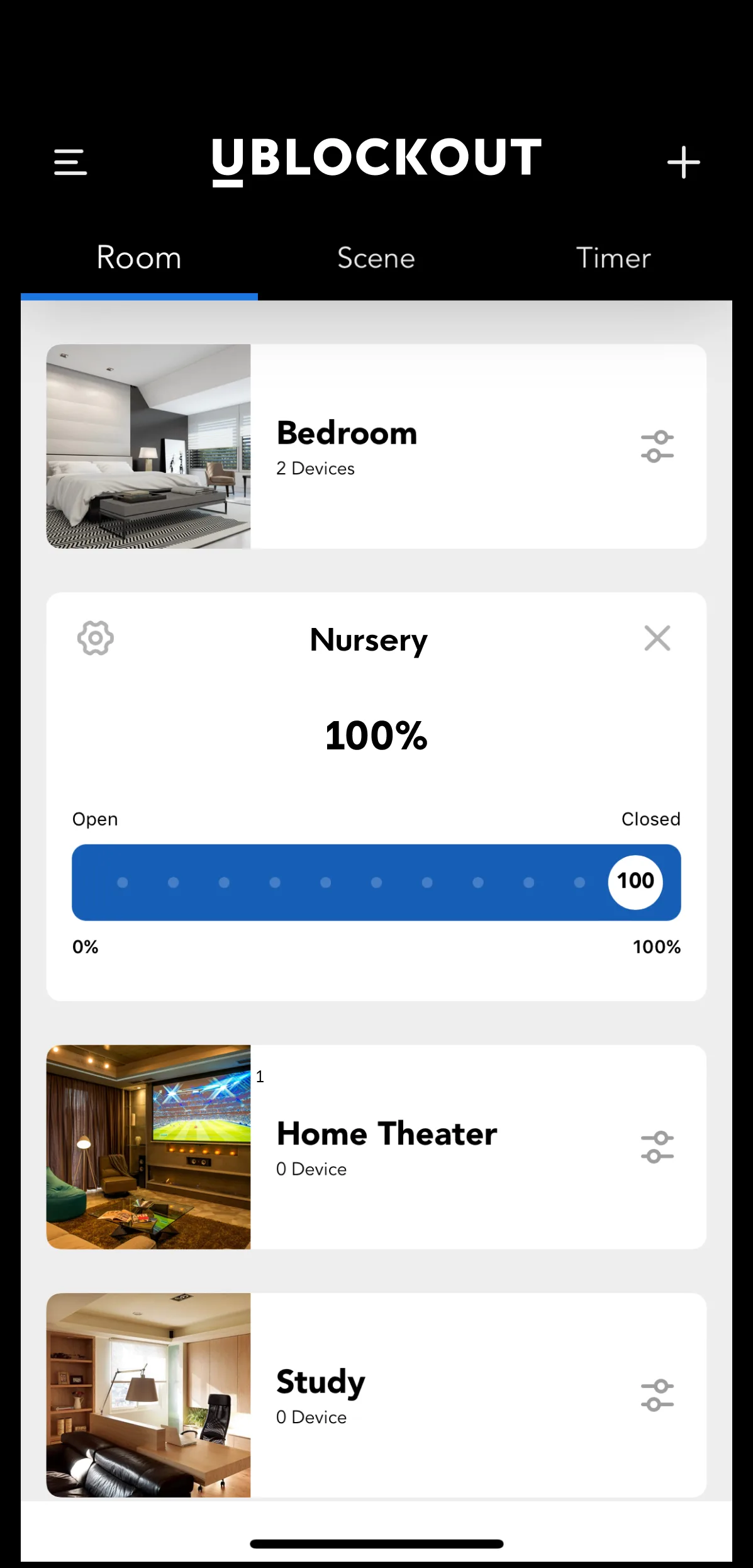 UBlockout app — Shade control