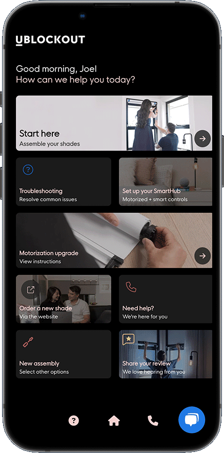 iPhone 13 mockup showing UBlockout installation instructions