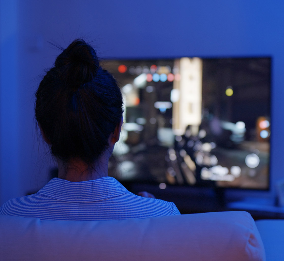 UBlockout blackout shades in a media room