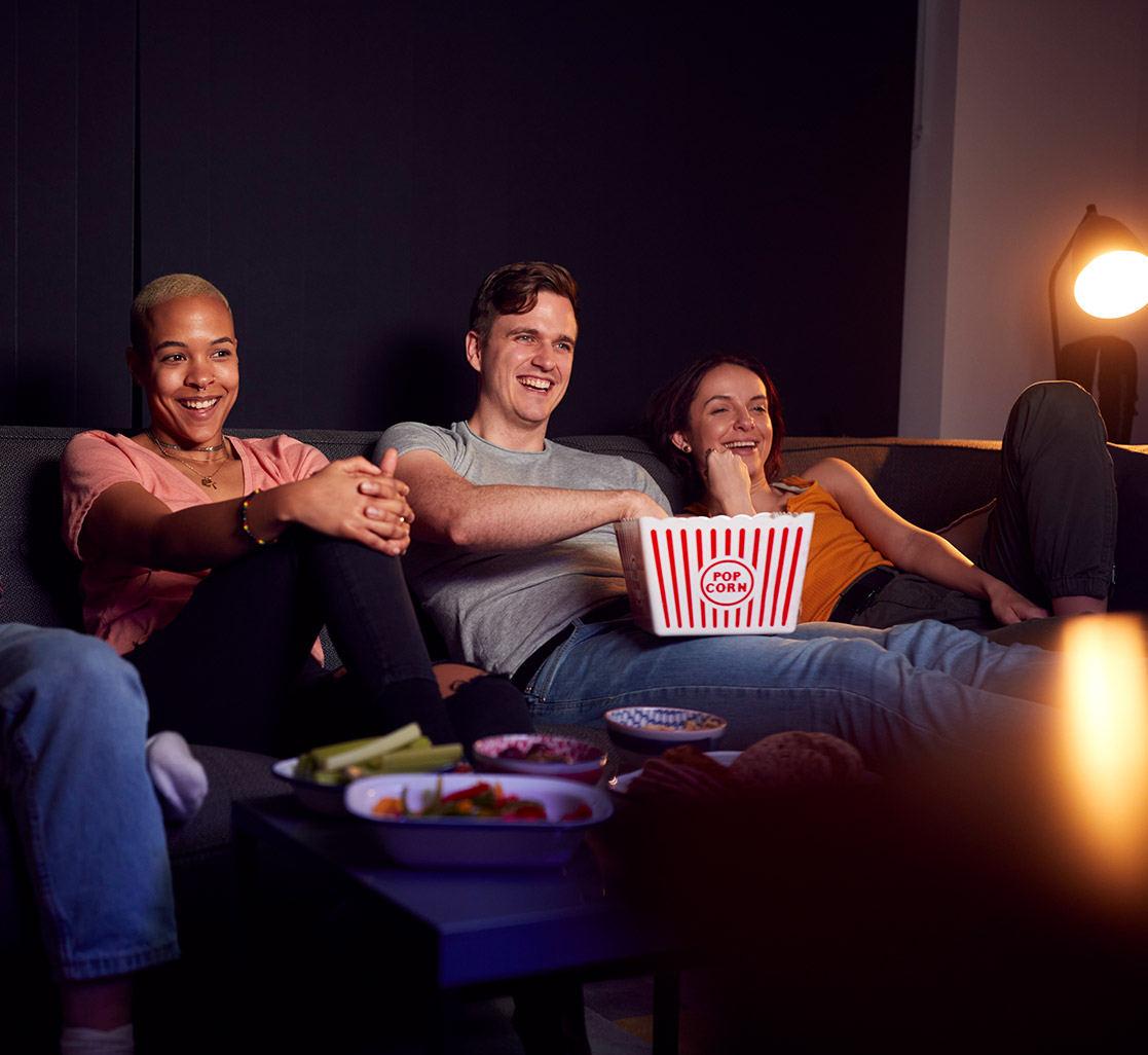 A cozy movie-marathon haven