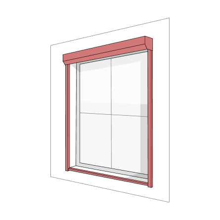 Outside — bare window — where the shade sits