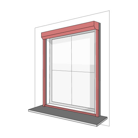 Outside — trim and sill — where the shade sits