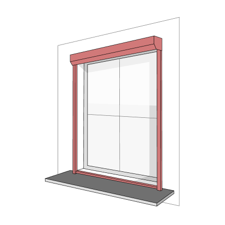 Outside — with sill — where the shade sits