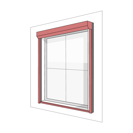 Outside — with trim — where the shade sits